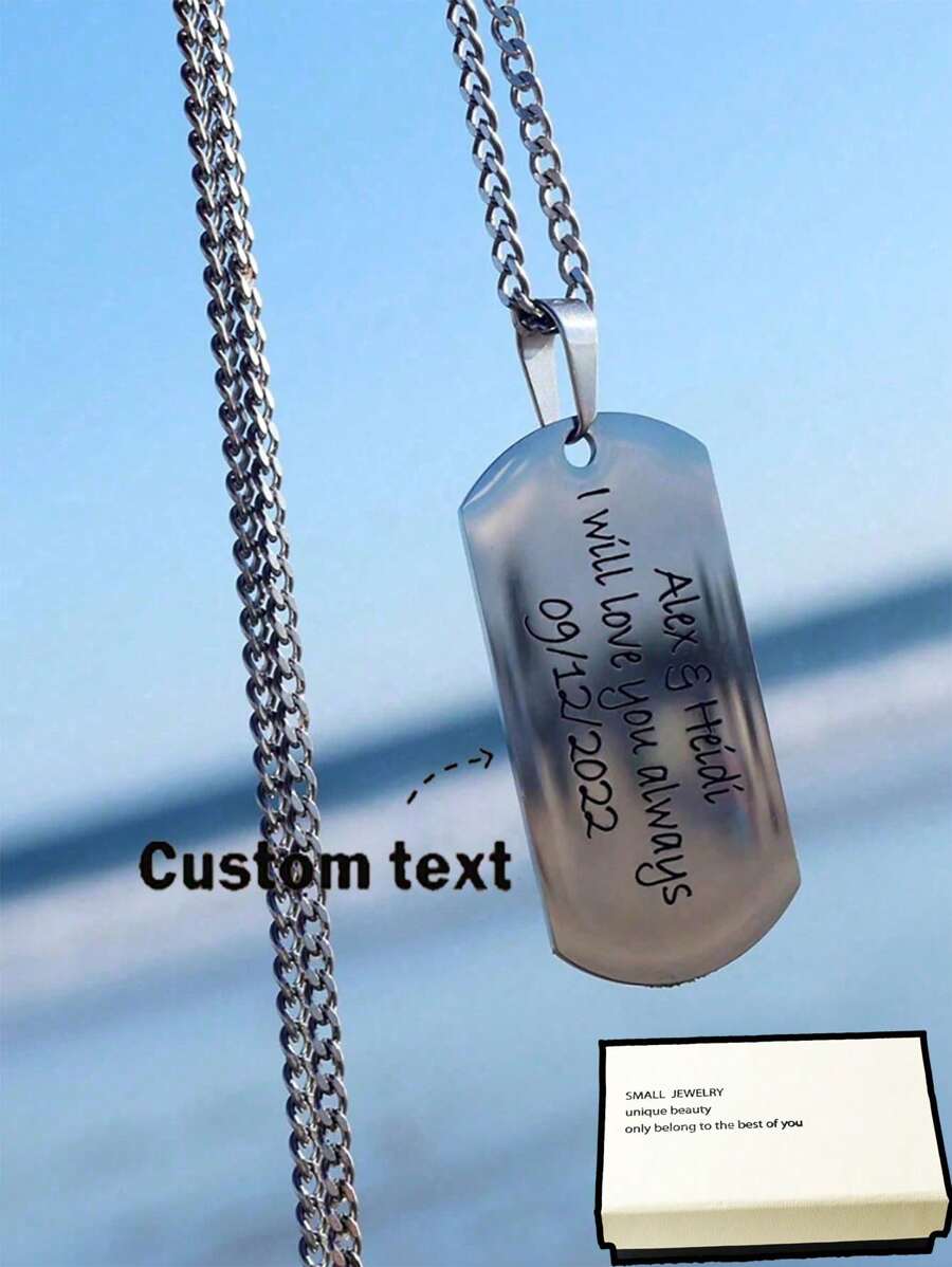 Collar con colgante de placa militar de acero inoxidable para hombres, personalizado con nombre y texto, regalo para hombres y parejas