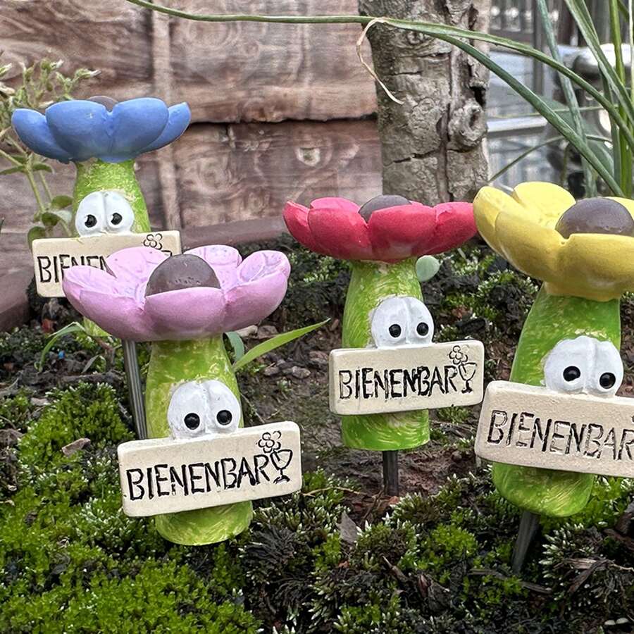 Floral Insect Waterer - Charming Waterer For Wild Bees And Insects, Biennbar Flower & Insect Waterer, Bee Water Station Cup, Butterfly Waterer Cup, Outdoor Garden Wood Pillar Yard Decor