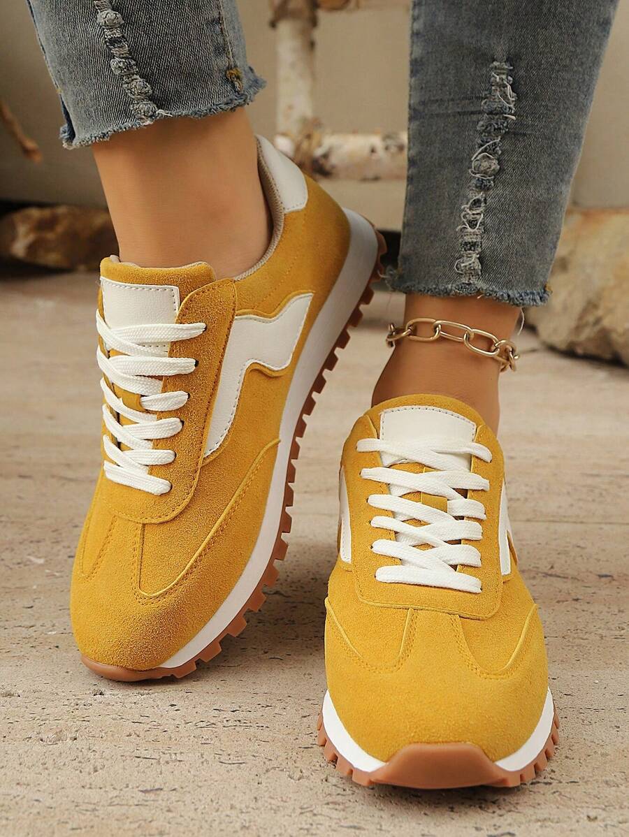 scarpi sportivi casual da allenamento con suola spessa nuove per il 2025, scarpe sportive unisex retrò traspiranti e versatili, adatte per uso casual quotidiano, blocchi di colore, modelli accoppiati in colori uniti, casual, preppy, business, sportivi, da ufficio, palestra, all'aperto, feste,stringate, per tutte le stagioni