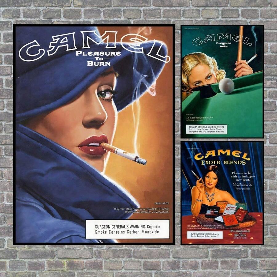1pc Camel Joe Vintage Cigarette Smoking Canvas Poster Artistic Decorative Style Wall Art Print, Suitable For Home Office, Bedroom, Dining Room Decor Waterproof Artwork For Living Room, Cafe, Bar,Optional Frame Gifts Birthday Graduation ,Wall Art With Frame