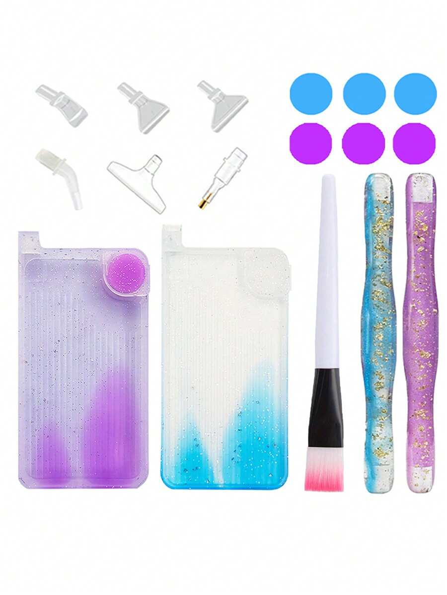 Diamond Painting Tray Art Kit, Gradient Color Tray Combination, Including Brush, Glue Clay And Glitter Resin Dot Diamond Pen