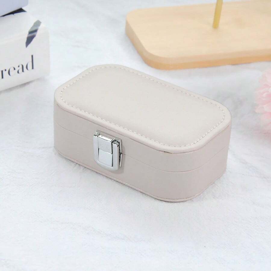 1 pièce Boîte à bijoux avec fermeture à pression simple, élégante boîte de rangement pour boucles d'oreilles, colliers, bagues, organisateur d'accessoires à deux niveaux pour femme, organisateur de rangement, accessoires de voyage, cadeau pour le père