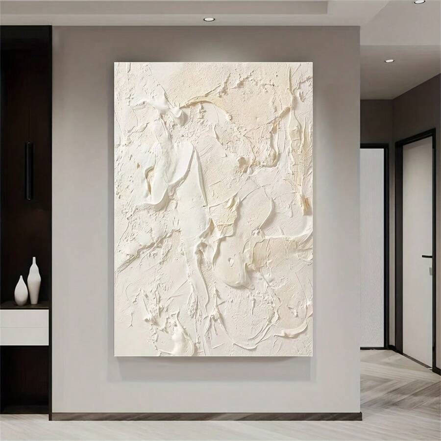 1pc Nordic Style Abstract Cream Textured Canvas Art For Modern Living Room Or Porch Wall Decor, Light Luxury Home Decoration, Home Decor Aesthetic No Frame 50x70cm/19.67x27.55inch