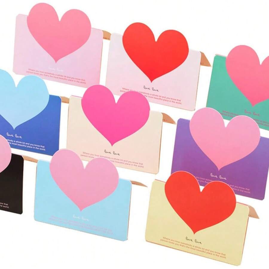 5/25/50 pezzi Biglietti d'auguri a forma di cuore per San Valentino, carte colorate essenziali e pieghevoli per anniversari, matrimoni, compleanni, festa della mamma, festa del papà e lauree