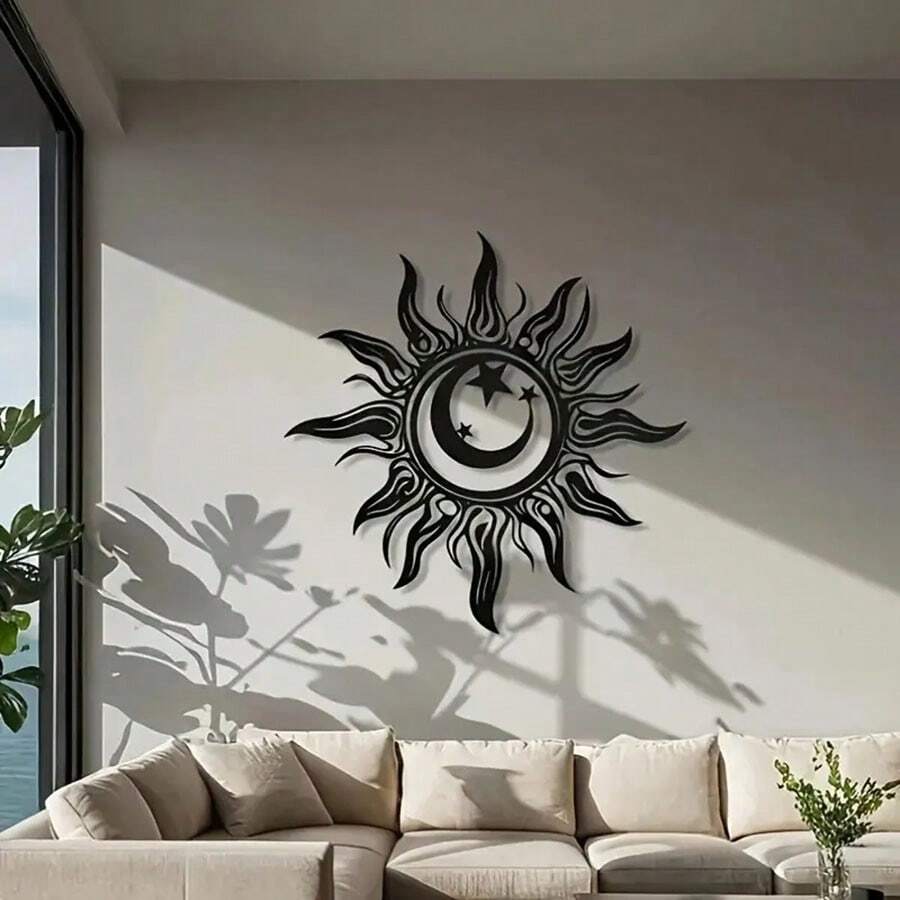 1pc Metal Sun, Moon And Stars Wall Art Decor - Easy To Hang For Living Room And Outdoor Spaces Room Decor Bedroom Decor Home Decor Wall Decor