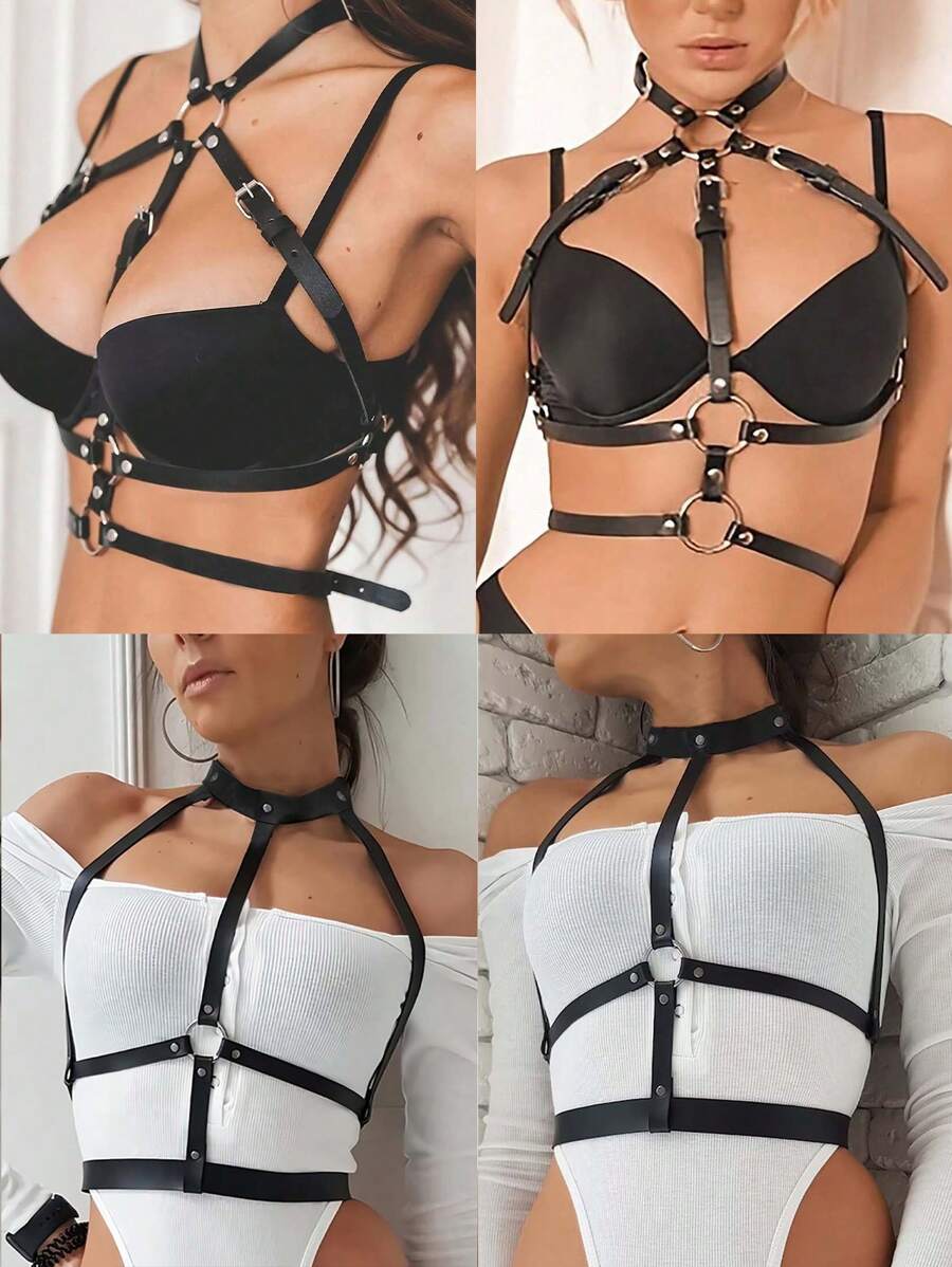 Women's PU Leather Fashion Belt Gothic Chest Corset Valentine's Day Dating Costume Body Corset Body Shaping Belt Valentine's Day Mardi Gras Costume Accessories Sexy Lingerie Accessories