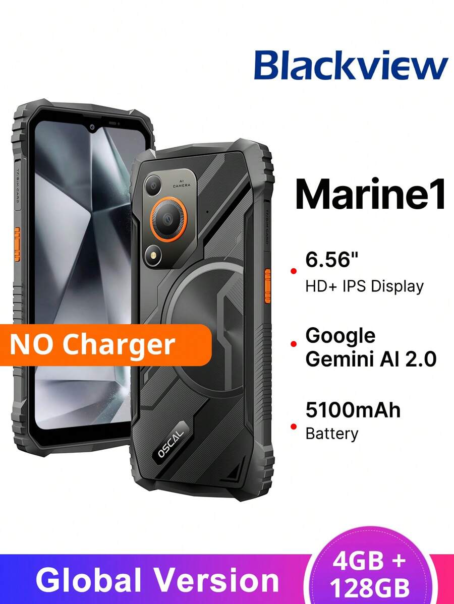 Blackview Oscal MARINE 1 Smartphone Global Version 4GB+128GB Unisoc Tiger T615 Processor 6.56" 90Hz Display 5100mAh Battery Gemini AI 2.0 Ruggedized Cellphone