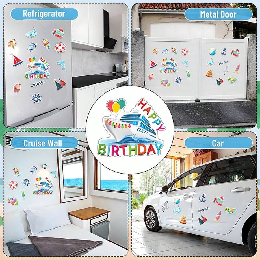 21pcs Sailboat Birthday Magnet Decorations | Cruise/Refrigerator Door Stickers | Boat Themed Party Supplies | My Birthday | Birthday Magnets | Birthday Party Supplies (Happy Birthday Gift)