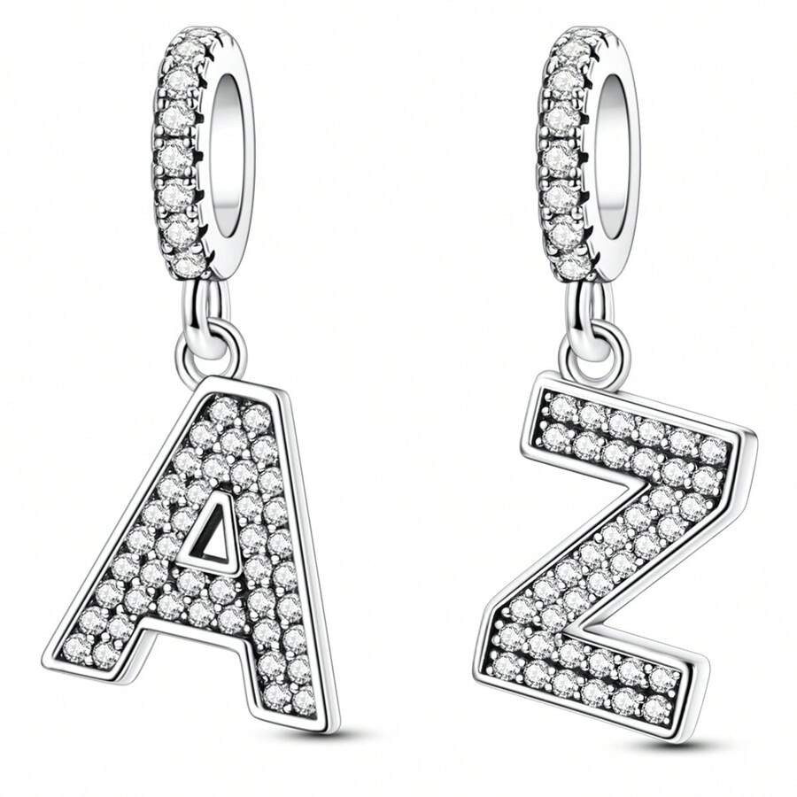 1pc Silvery Letters Charms 26 Alphabets Characters Letter Pendant Charm Fit Bracelet Necklace DIY Jewelry Making Beads Fine Women Jewelry Perfect For Women Girl Family Friend Gift