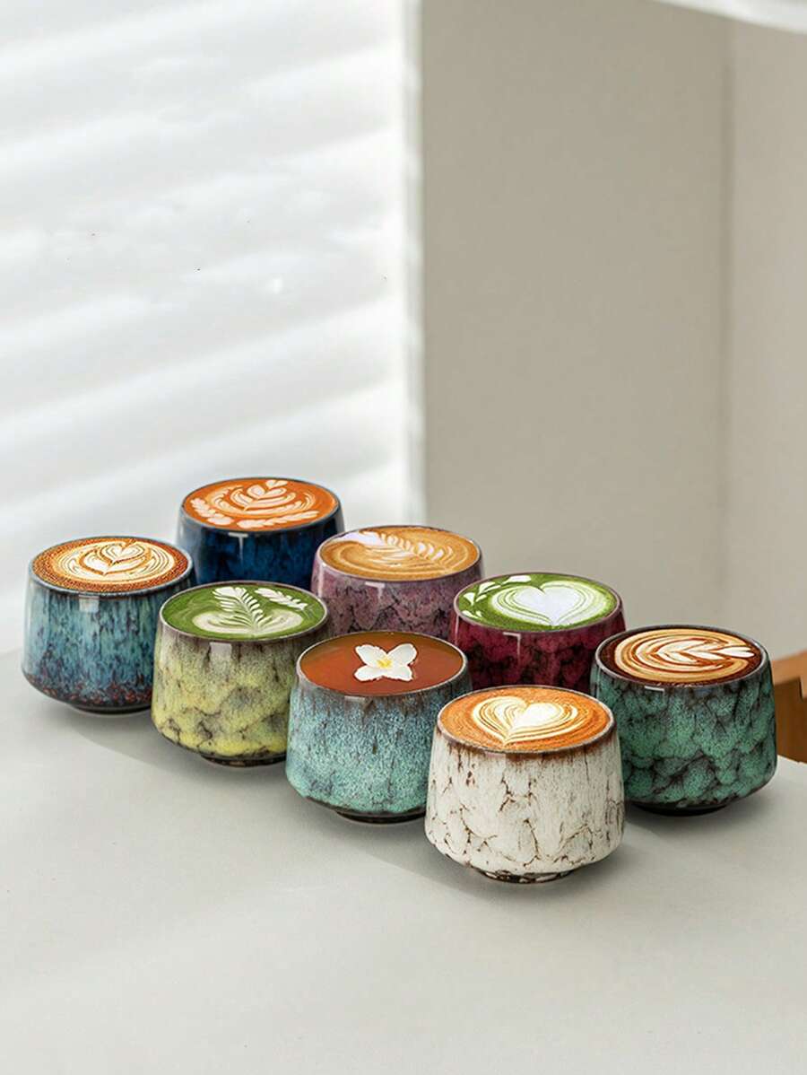 1pc 180ml Creative Ceramic Coffee Cup With Crackle Glaze, Espresso Cup, Latte Art Cup, Ice Cream Cup, Mousse Cup, Breakfast Milk Cup, Couple Cup, Suitable For Home And Office Use, Christmas, Ramadan, Eid Al-Adha Gifts Back To School