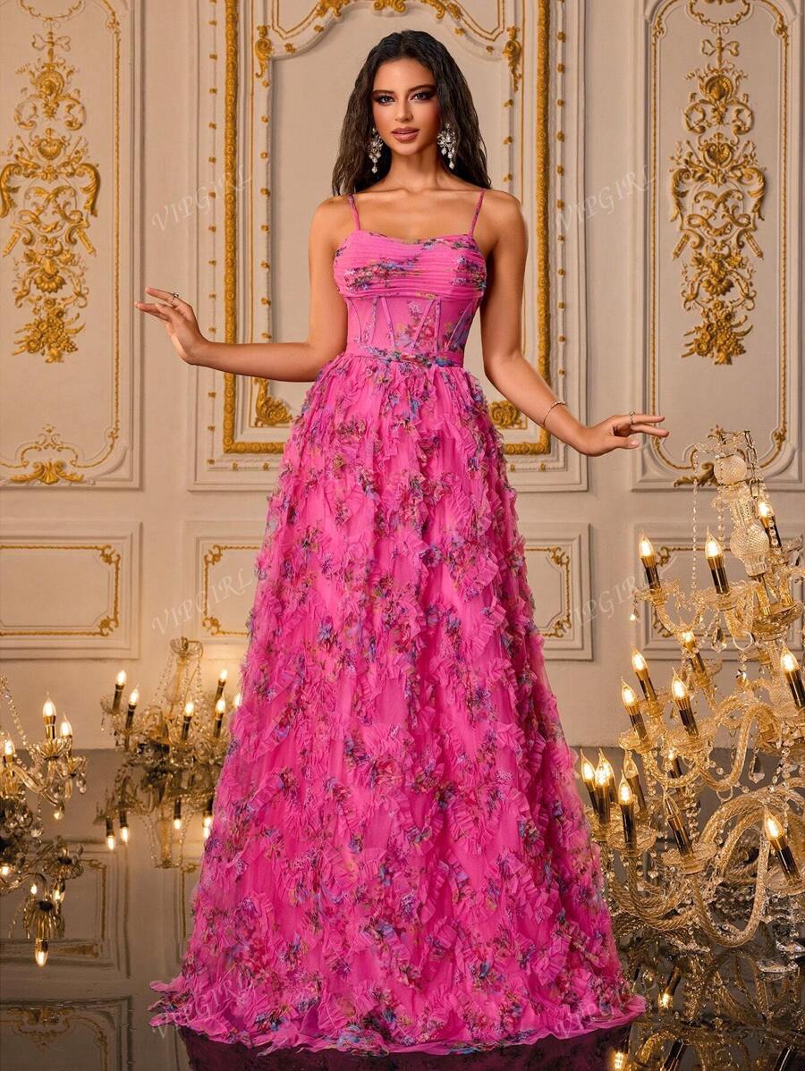 VIPGIRL New Elegant Evening Dress, With Spaghetti Straps, Perfect For Graduation, Prom, Bridesmaid, And Other Formal Occasions Wedding Guest Gown, For Dinner Party Dress