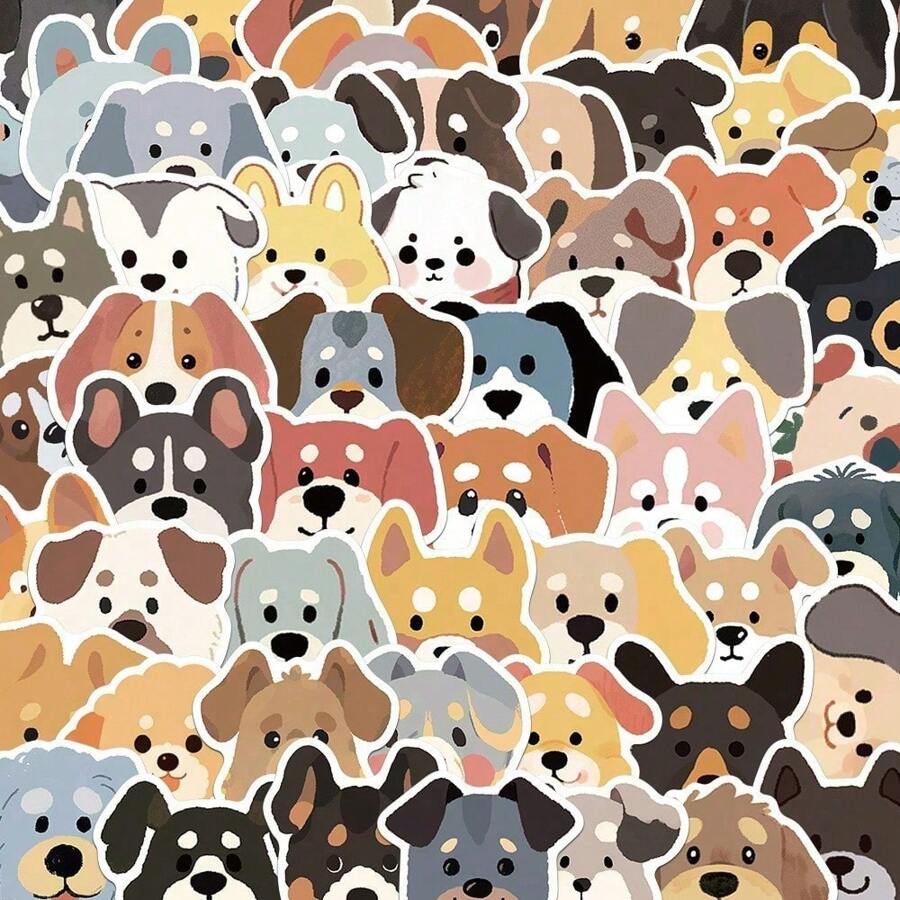 55 pezzi Adesivi decorativi con immagini di cani cartoni animati carini, graffiti, per valigie, laptop e altro
