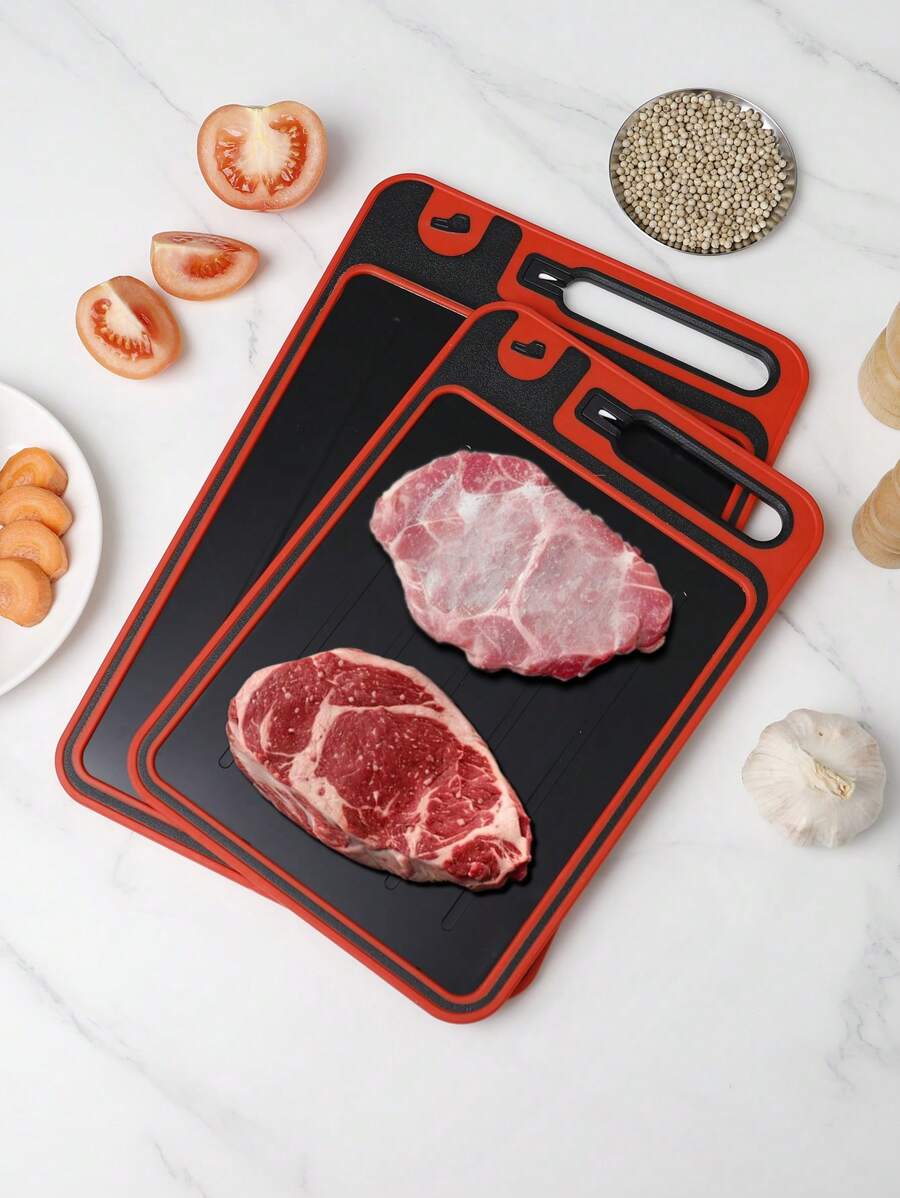 1pc Small/Large Reversible Multifunctional Cutting Board, PP Aluminum Alloy Kitchen Cutting Board, Stainless Steel Chopping Board, Kitchenware For Cutting Fruits & Meats, Outdoor Cutting Board