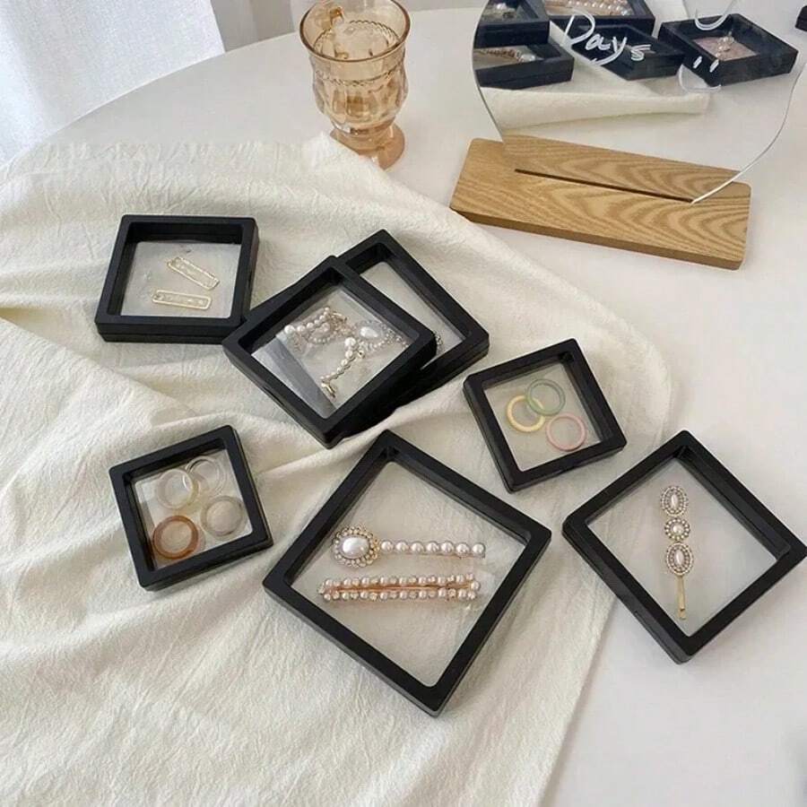 10pcs PE Film Storage Boxes, Transparent Floating Membrane Boxes For Jewelry Ring Pendant Accessories Storage, Anti-Oxidation