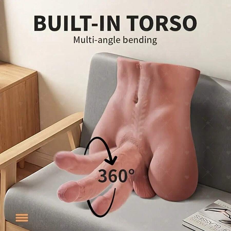 Realistic Male Sex Doll, Female Hands-Free Masturbator, Black Giant Dildo, Gay Sex Toy, Male Anal Masturbator, Female Adult Sex Toy, Real-Life Size Torso, Female Masturbator, Silicone Large Penis 8.69 Pounds (Excluding Clothes)