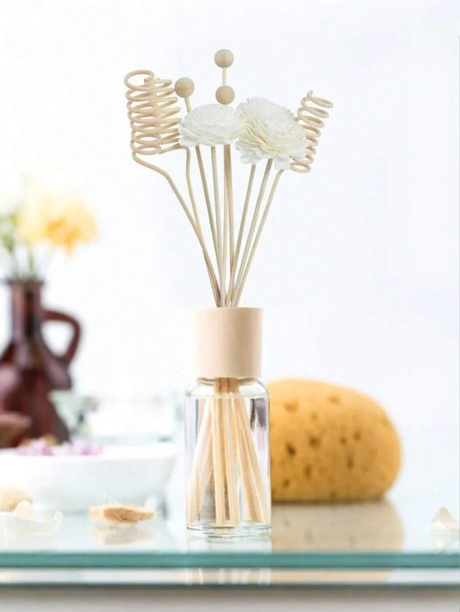9pcs Aromatherapy Herb & Floral Set – Room Fragrance Enhancer & Decor For Home/Office – Flameless Scented Sticks & Deodorizing Accessories With Natural Flower Essence On Organic Wood