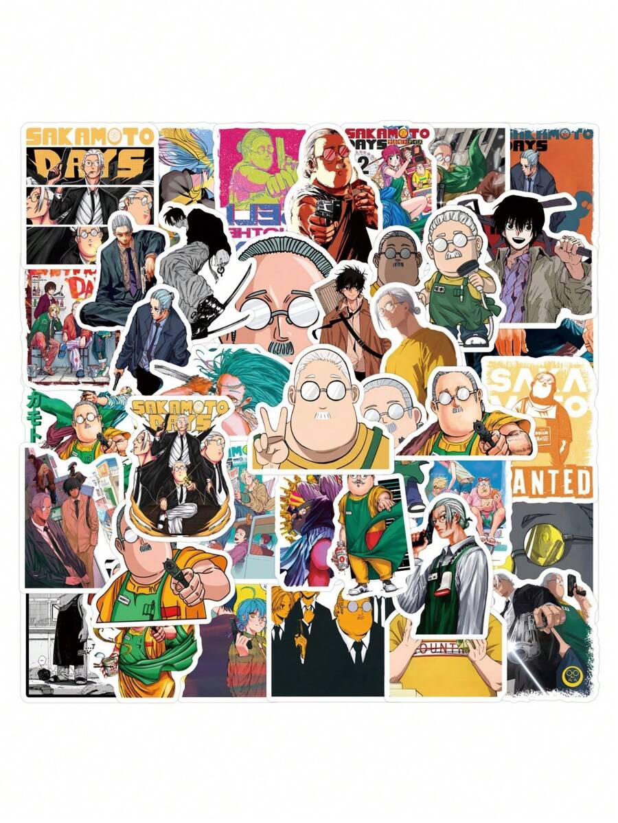 110pcs Sakamoto Days Manga Daily Life Cartoon Sticker Set, DIY Scrapbooking/Luggage/Phone Case Creative Decor, Cute Student Gift, Sticker Supplies