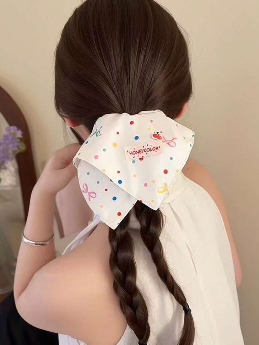 1 pièce Chouchou en tissu doux à pois colorés de style universitaire, accessoire de cheveux polyvalent pour élastiques à queue de cheval, supports de queue de cheval, élastiques à cheveux, élastiques en caoutchouc, chouchous, corde à cheveux