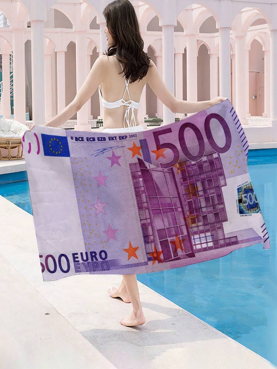 1pc Retro Printed Beach/Bath Towel, Suitable For Home, Swimming, Camping, Beach Holiday