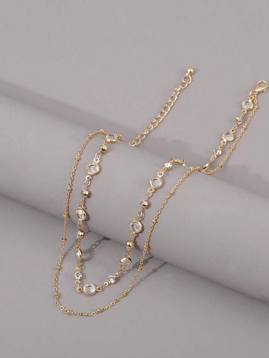 1pc Minimalist Fashionable Personalized Glass Multi-Layer Necklace For Women