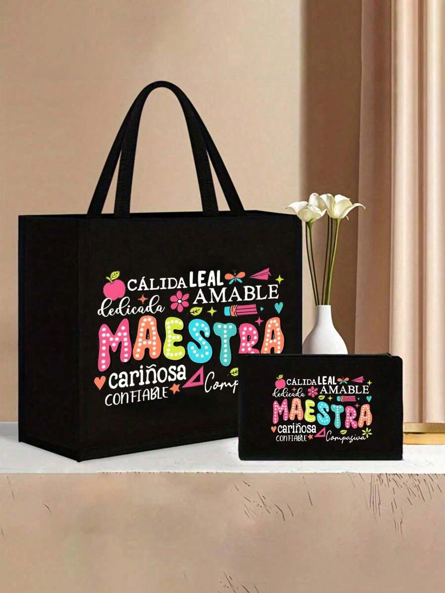 Awesome Fun Letter Pattern Handbag, Tote Bag Women's Handbags, Traveling, Traveling, Shopping,Creative Design Letter Handbag Daily Commuting, Gifts, Etc., Bag For Teen Girls Women College Students,White-Collar Workers,Perfect For Work,Back To School,Middle School,High School,College,Vacation,Beach
