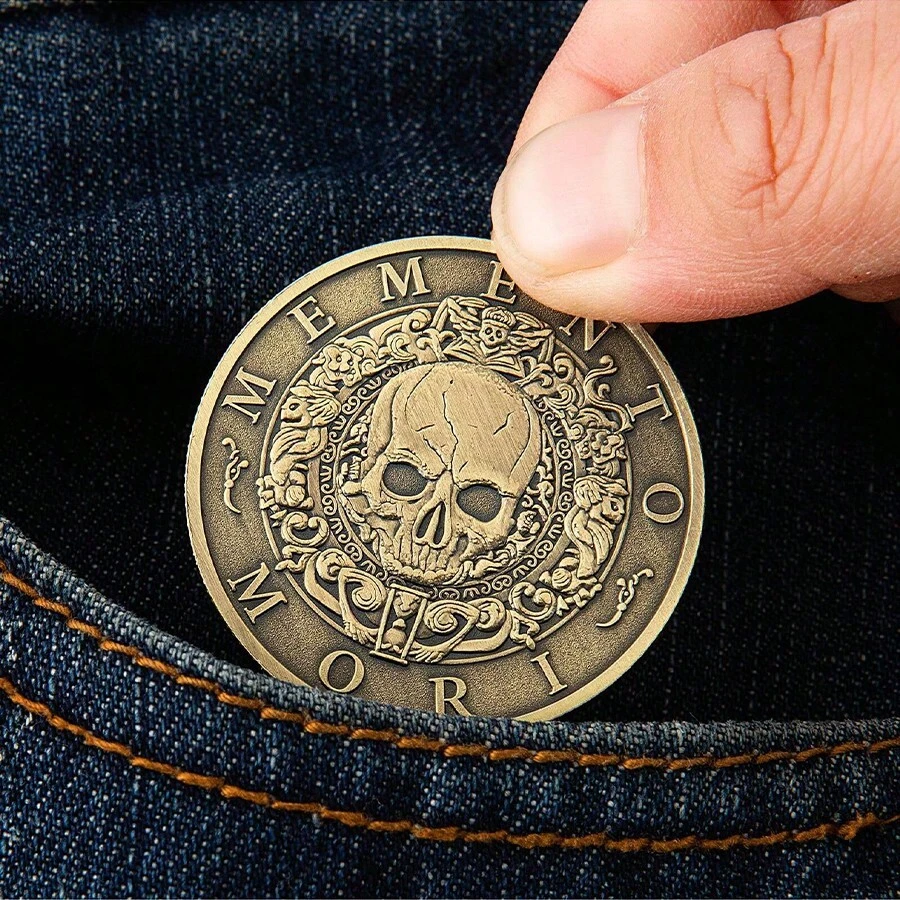 1 Stück sammelbare Gedenkmünze Memento Mori Medaille Carpe Diem Stoizismus Souvenir Münze mit Antikfinish als Geschenk für die tägliche stoische Praxis