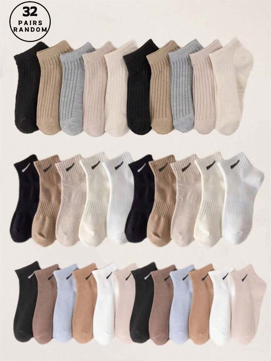 1 Paar/32 Paar Sommerzufallsstil einfache Mori-Stil Kordelzugmanschetten, flache, taillenschmale Socken gemischt mit Outdoor-Sport Gymnastik Alltagskleidung, einfach und modisch vielseitig, pendeln Geschäftsreisekleidung für Jungen und Mädchen Campusalltags-Sportbekleidung, weich und hautfreundlich, bequem, feuchtigkeitsabsorbierend, atmungsaktiv, geruchsfrei, niedrig geschnitten rutschfest, nicht verrutschend mit Herren- und Damenkurzsocken