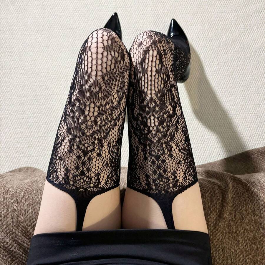 Bas en filet de pêche jacquard rétro, bas-culotte jacquard, bas polyvalents et intéressants