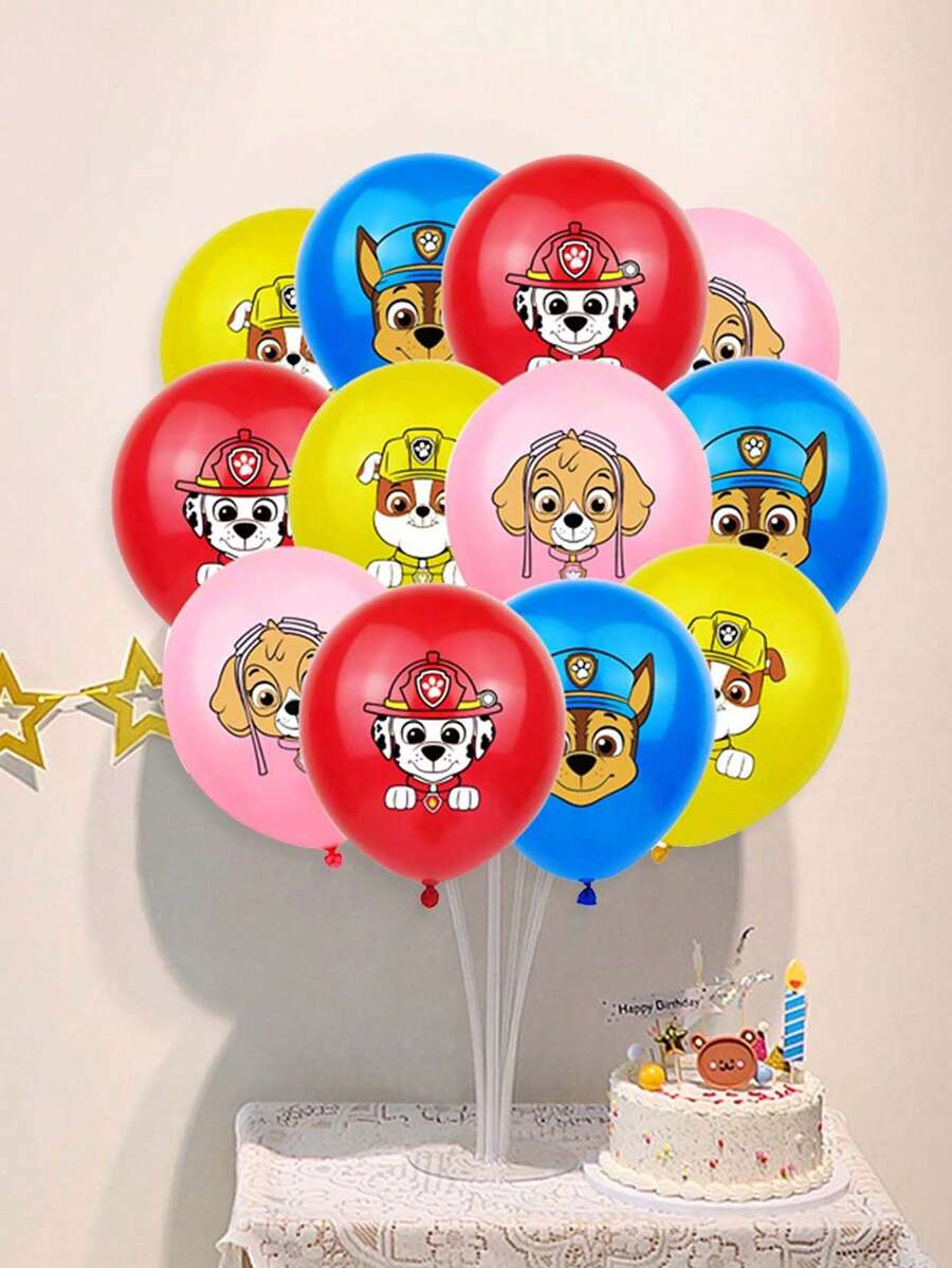 Paw Patrol 12 pulgadas Globos de látex con diseño de equipo de perros para decoración de fiestas, decoración de sitios, fiestas, temporada de regreso a clases, Día de la Madre, Día de Acción de Gracias, Navidad