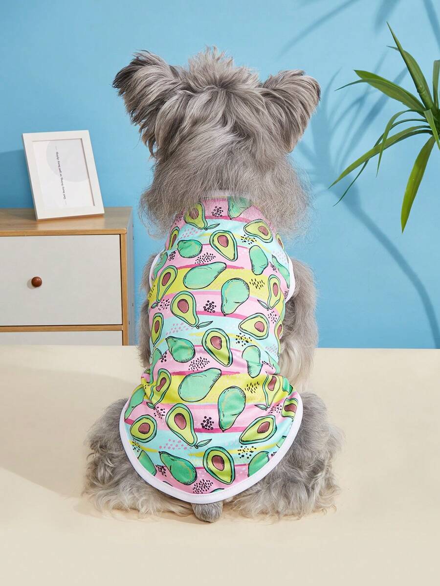 1 pezzo Corpetto per animali domestici con stampa cartoni animati, abbigliamento estivo per cuccioli, canottiera traspirante per cani piccoli come barboncini e gatti, indumento per animali domestici