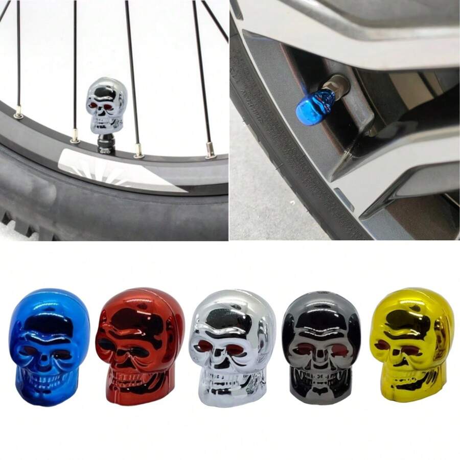 Set di 2/4 coperchi universali per valvole a forma di teschio, realizzati in lega di rame, antiruggine e resistenti alla corrosione, adatti per modifiche automobilistiche (disponibili in più colori, adatti per auto, camion, motocicli e biciclette)