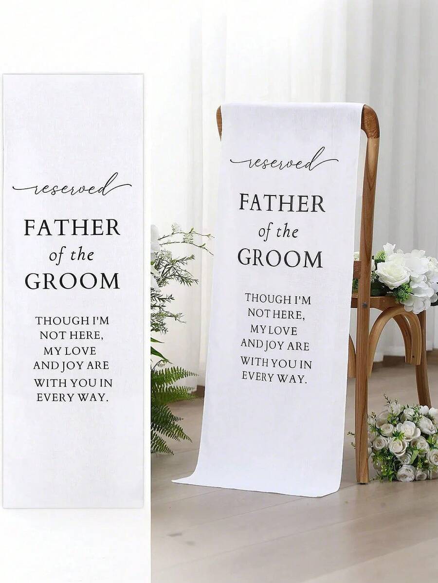 1pc/2pcs- Father Of The Groom Wedding Memorial Reserved Chair Sign In Parent's Love Memory Celebration From Heaven Wedding Banner Memorial Sign Sympathy Memory Gift