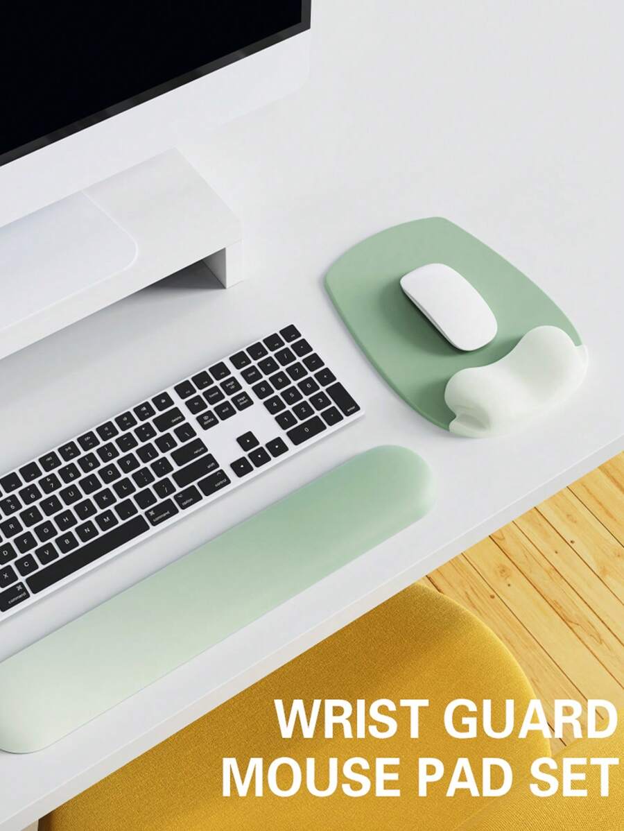 Mouse Pad With Wrist Rest, Comfortable Memory Foam Wrist Rest, Suitable For Computer Keyboard, Mouse Silicone Wrist Pad, Ergonomic Mouse Pad Set, Easy To Type And Relieve Pain, Simple And Thick Anti-Slip Computer Hand Pad