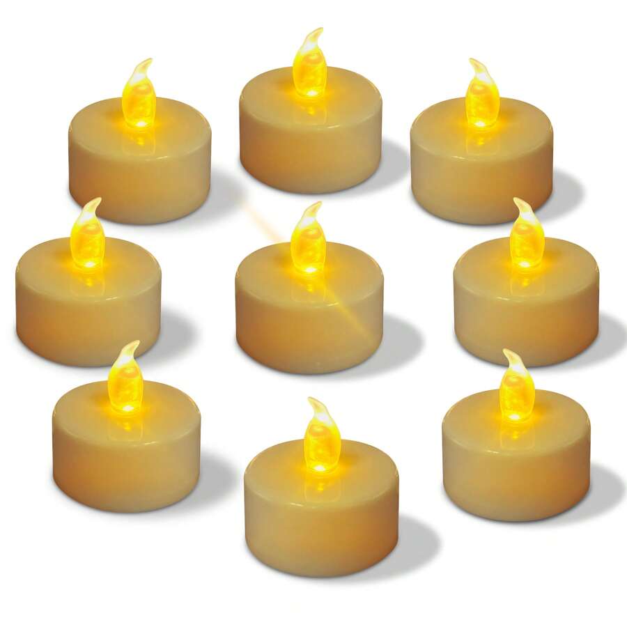 12 piezas de velas electrónicas sin llama con temporizador, ciclo de 6 horas encendido/18 horas apagado, alimentadas por batería CR2032 (talla grande de 180 horas), adecuadas para bodas, cumpleaños, decoración de mesas de fiesta, decoración del hogar (blanco cálido, amarillo cálido)