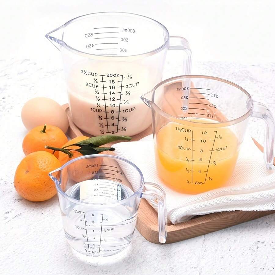 Plastic Measuring Jug, Measuring Cups,Measuring Cup Jugs For Baking Cooking, 150ML, 300ML, 600ML, Easy To Read Measurements, Cook With Accuracy 3PCS Kitchen Baking Measuring Cups, 150ml, 300ml, 600ml Set Plastic Measuring Cups, Cooking And Baking Seasoning Liquid Measuring Cups, Multiple Scale Identification, With Handle And Triangular Mouth