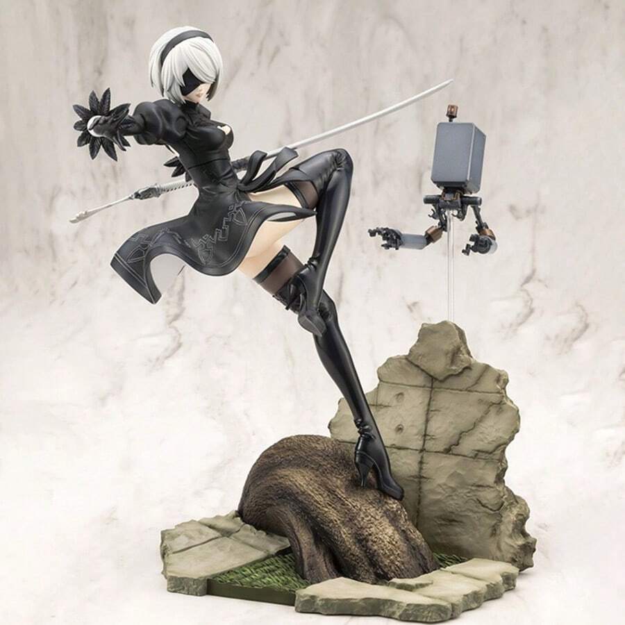 Banpresto NieR:Automata 2B Action Statue, Black & White Color Options, Anime Figurine, Home Decor, Christmas Gift