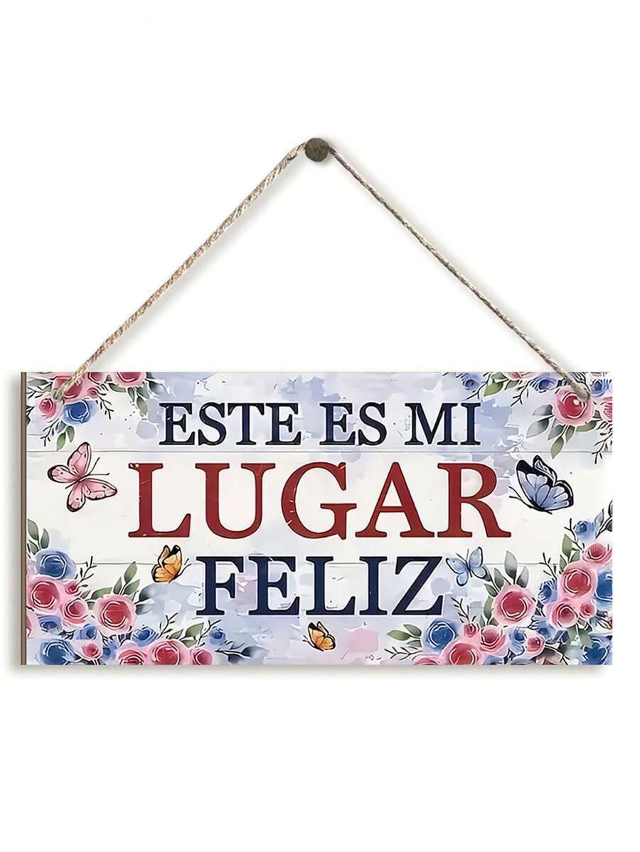 1 pieza Decoración de jardín estilo "Luger" español de madera pintada para colgar, decoración del hogar color rosa, decoración de pared, decoración de terraza, decoración de flores de primavera, decoración de días festivos (7,87*3,94in/20*10cm)