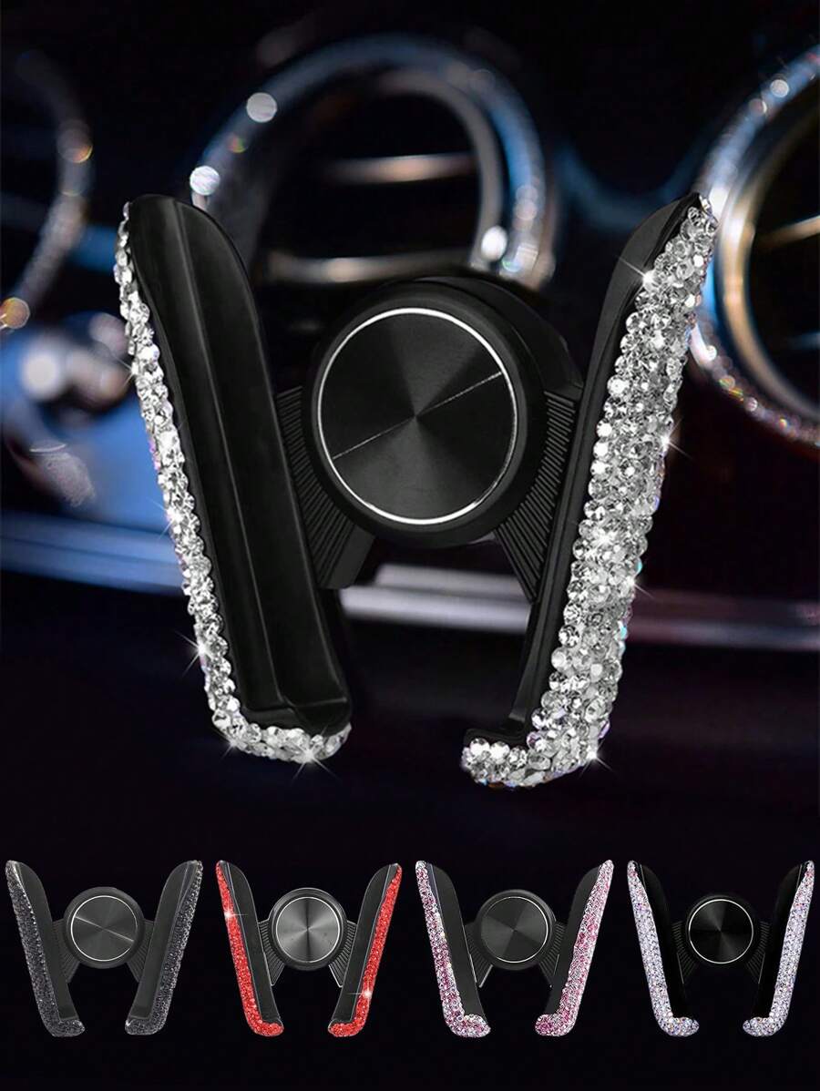 1PC Car Phone Holder Sparkling Imitation Diamond Car Vent Installation Clip Phone Holder Holder Car Holder Interior Accessories Women