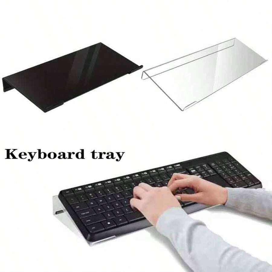 1pc Acrylic Keyboard Stand - Compact Desk Riser For Keyboard And Mini PC, Durable Plastic, No Battery Required, 2 Color Options, Space-Saving Design, Suitable For Modern Workspaces, Keyboard Stand | Stylish Keyboard Stand | Durable Plastic Stand, Keyboard Tray Back To School