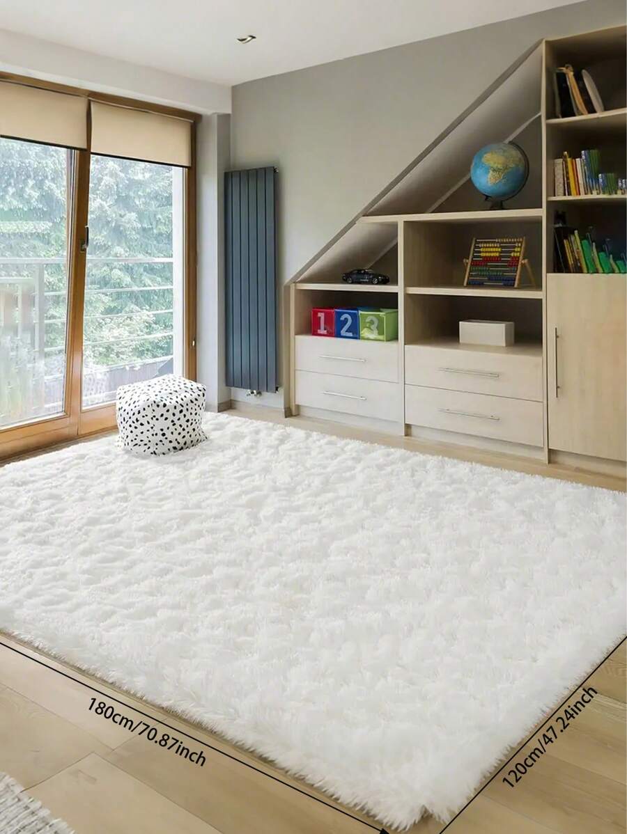 White Carpet Suitable For Living Room, Large Fluffy Bedroom Rug, Large Thick Soft Indoor Baby Carpet, Ivory Carpet For Boys And Girls Rooms, Dorms, Home Decor, Back To School