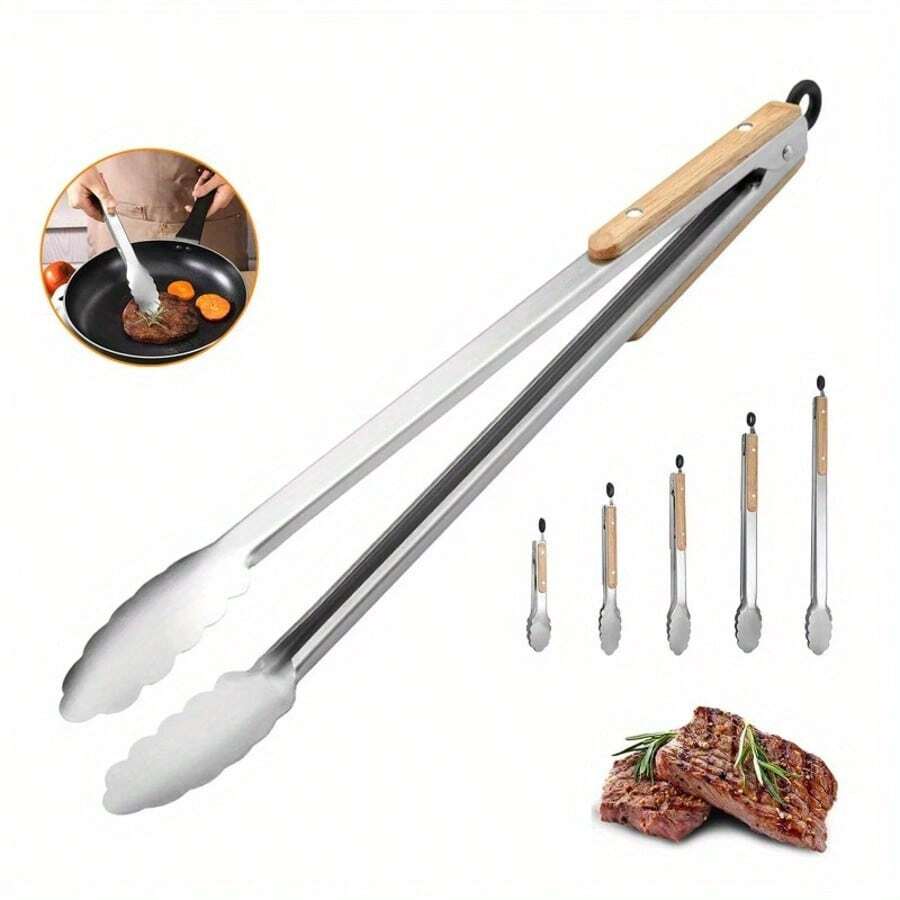 Pince de cuisine en acier inoxydable avec poignée pour barbecue, accessoire de barbecue premium en acier inoxydable pour la salade, la cuisson au gril et les accessoires de barbecue