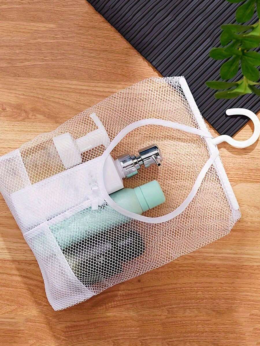 1 pezzo Organizer da bagno sospeso in rete, borsa da doccia pratica, bustina da viaggio per cosmetici, grande capacità e riutilizzabile
