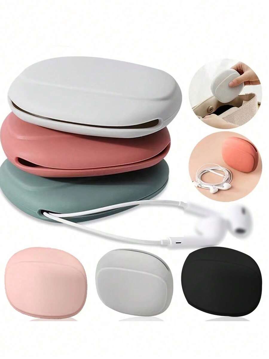 Estuche organizador portátil de silicona para cables de auriculares, compacto y conveniente para almacenar auriculares, cables, unidades USB, llaves y otros accesorios digitales pequeños