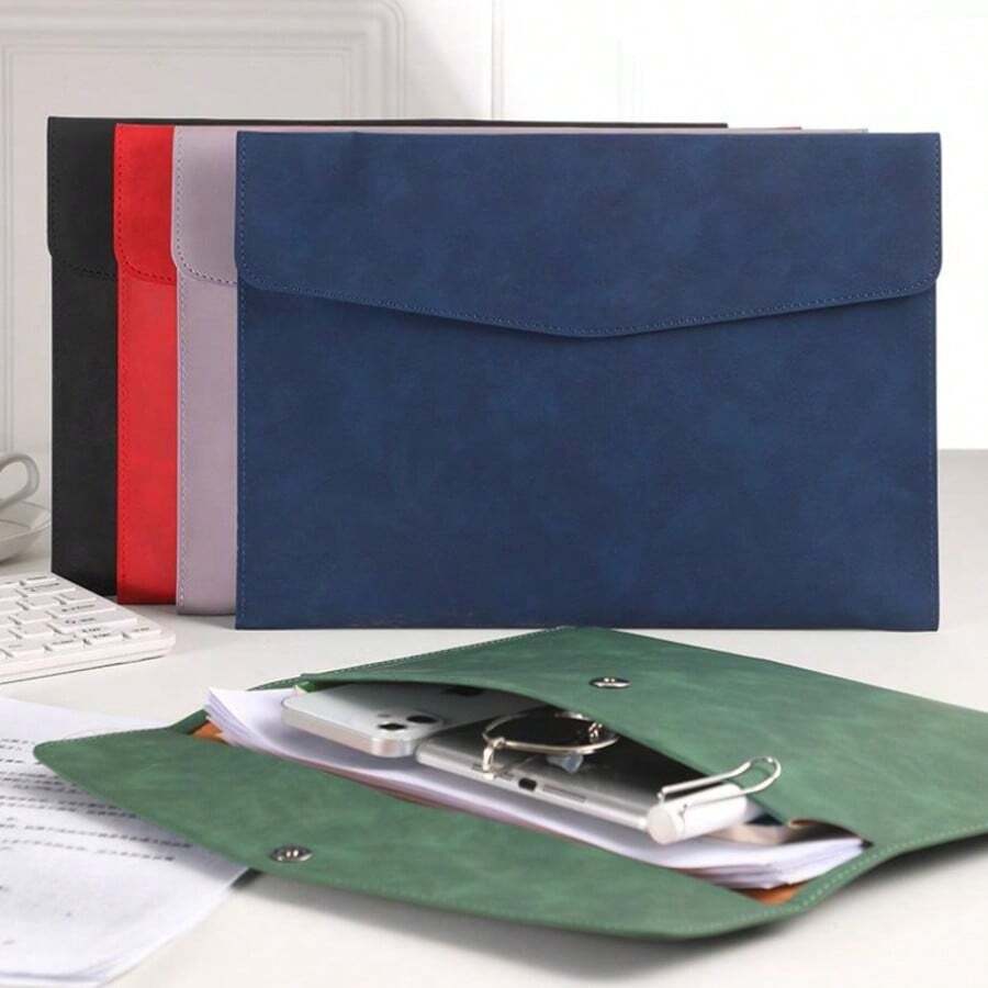 1 Stück minimalistischer Business-Stil Kunstleder Umschlag Dokumentenmappe, weiche Textur, kann Dateien, Handy, Tablets aufnehmen, geeignet für Geschäftsleute, Büromitarbeiter, Studenten, für Büro, Studium, Geschäftsreise Verwendung Schulmaterial, Rückkehr zur Schule