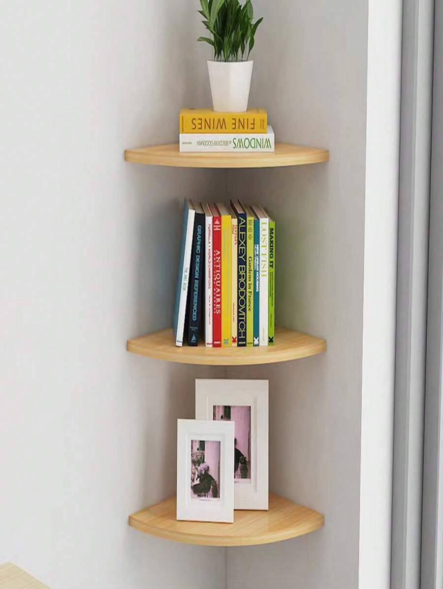 1pc Corner Shelves Floating Corner Shelf Wall Mount Wood Wall Shelves Corner Hanging Shelves For Bathroom Bedroom Kitchen Living Room