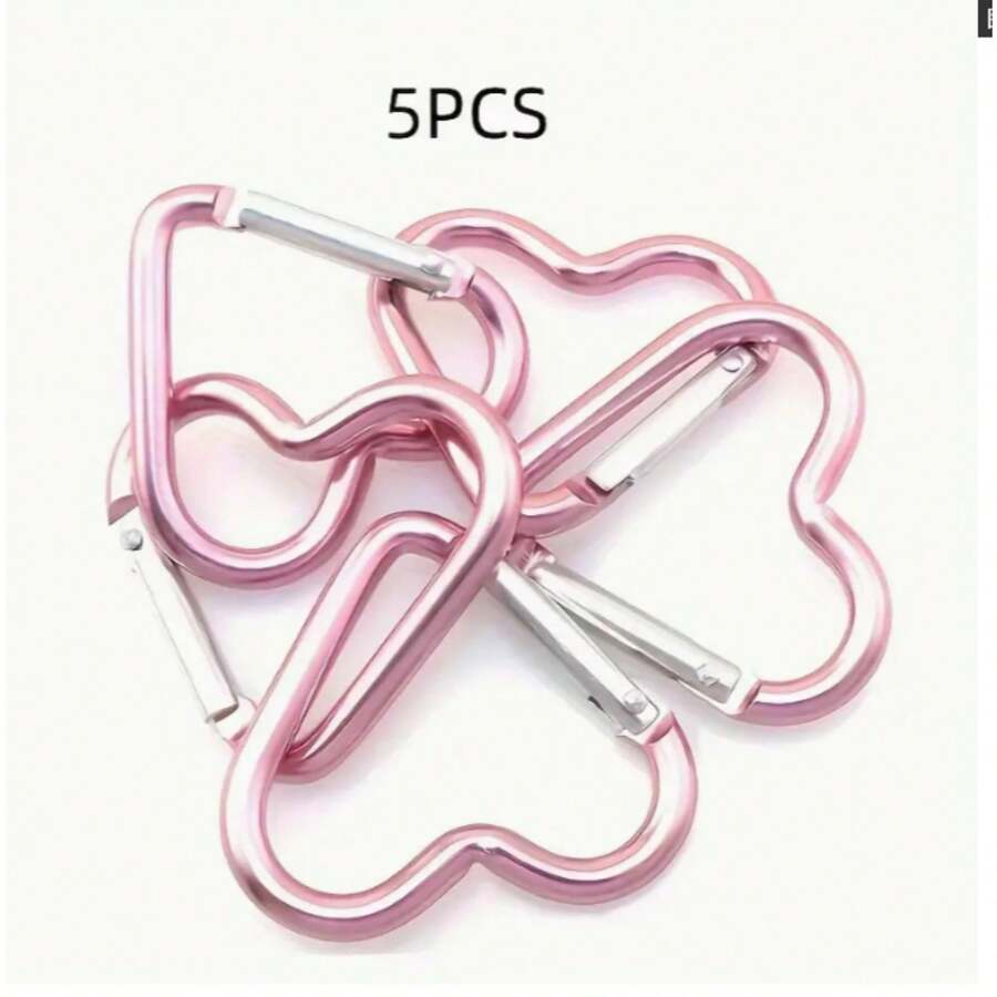 5 Pcs Shaped Carabiners | Pink Multi-Function Keychains For Camping, Hiking, Keychains And Travel Accessories