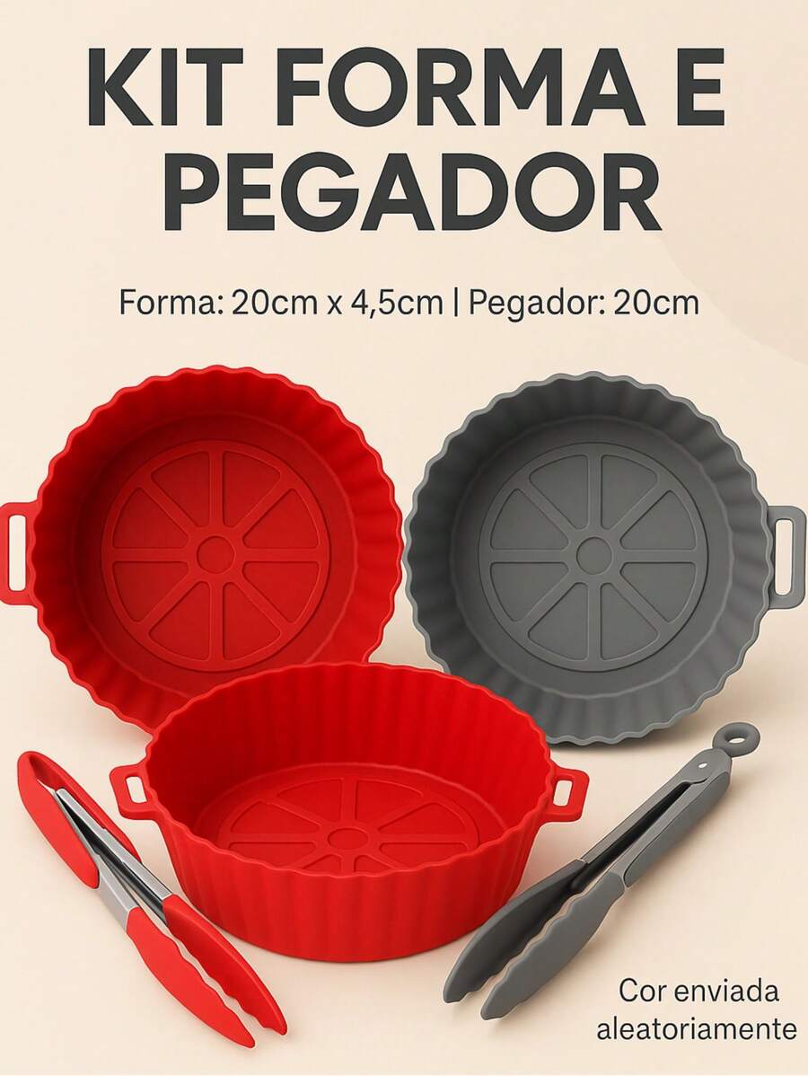 Kit Forma de Silicone E Pegador - Alta Resistência e Praticidade na Cozinha