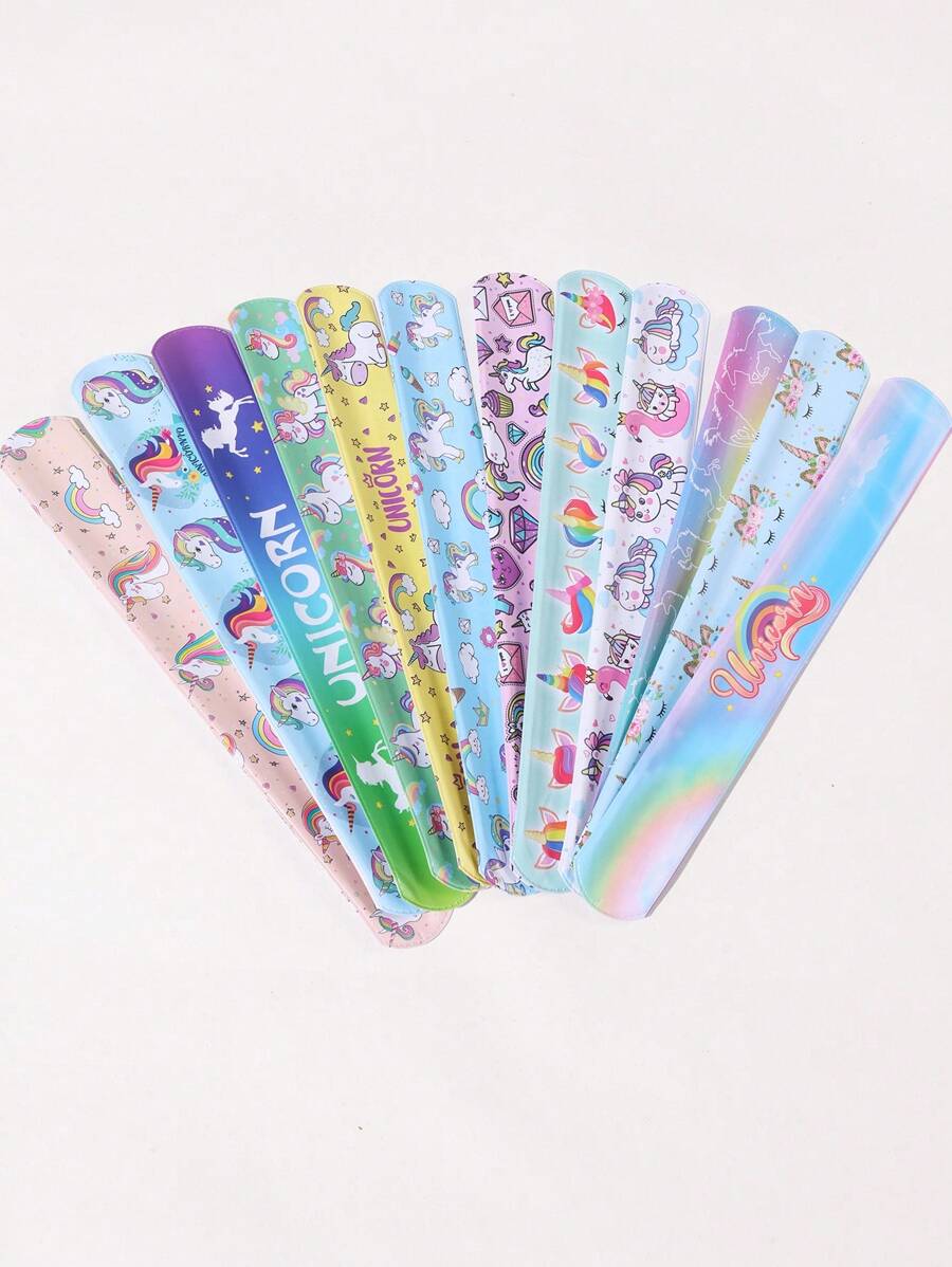 12 Pack Unicorn Bracelets For Kids, Hard Boys Girls Bracelets, Birthday Gifts, Party Prizes, Random Styles Back To School Gifts