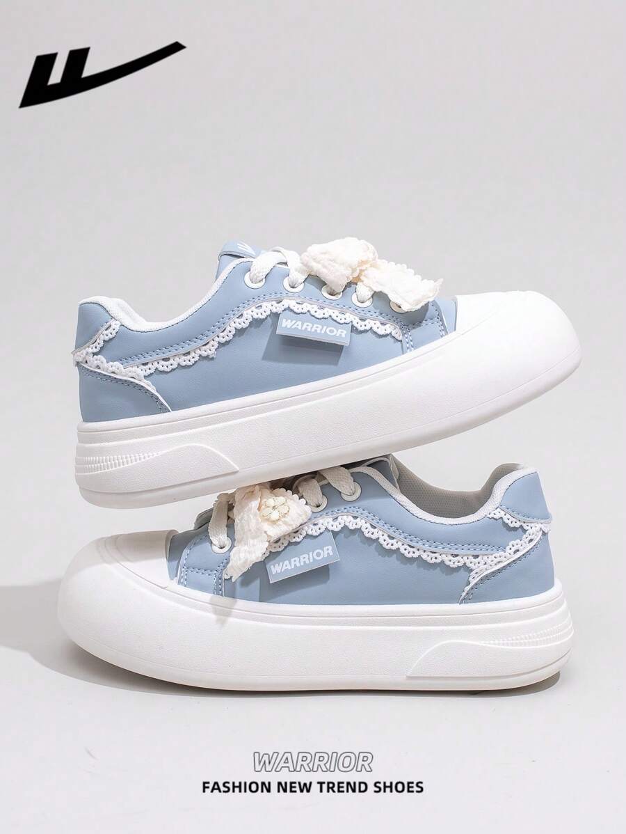 WARRIOR WARRIOR 1 Paar Casual Skateboard-Sneakers für Damen, atmungsaktive flache Sommerschuhe für draußen, vielseitige, leichte, vom Skateboard inspirierte Sportschuhe, modische und bequeme Canvas-Sneakers mit dicken Sohlen, Streetstyle
