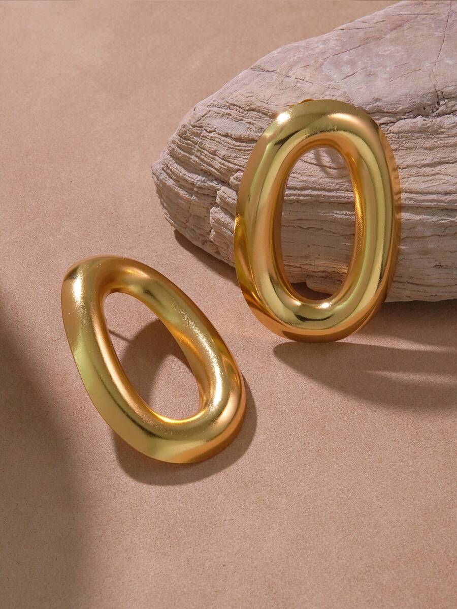 1 Par de Brincos Argola de Aço Inoxidável em Formato de Letra O de Estilo Vintage, Adequado para Mulheres Usarem em Eventos Formais ou como Presente para a Mãe